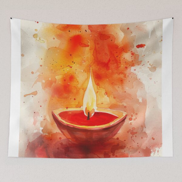 Item preview, Oil lamps with burning flames surrounded by flower petals, background, AI Generated designed and sold by dvoevnore.