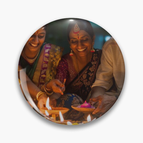 Item preview, Family celebrating Diwali with fireworks and rangoli background, AI Generated designed and sold by dvoevnore.