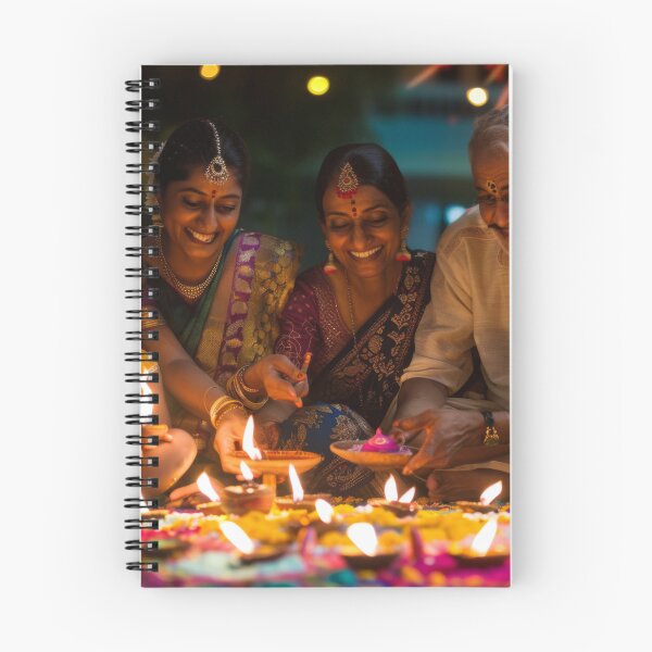 Item preview, Family celebrating Diwali with fireworks and rangoli background, AI Generated designed and sold by dvoevnore.
