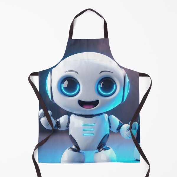 Item preview, Cute robot holding smartphone with glowing blue lights, AI generated designed and sold by dvoevnore.