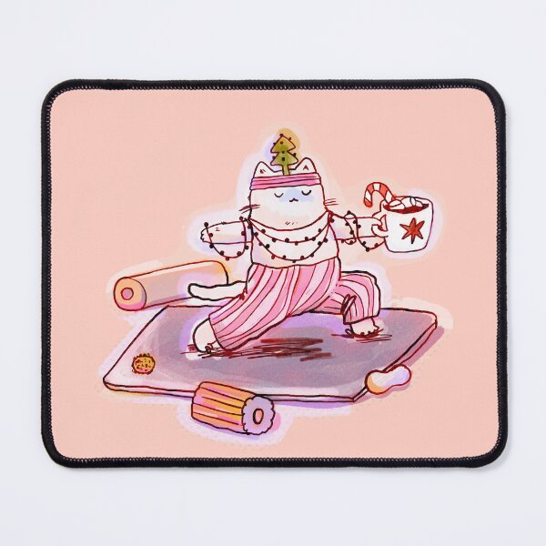 Item preview, Hand drawn Christmas cat doing yoga pilates designed and sold by kostolom3000.