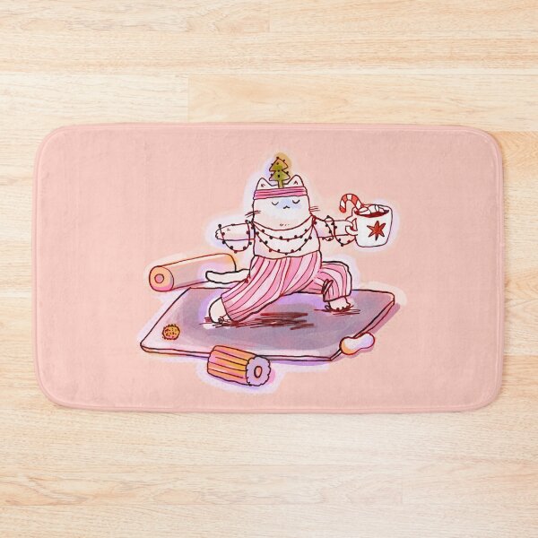 Item preview, Hand drawn Christmas cat doing yoga pilates designed and sold by kostolom3000.