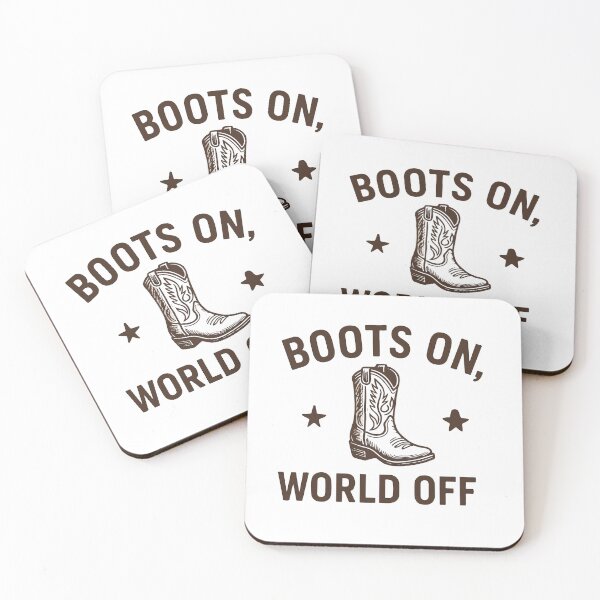 Item preview, Boots On, World Off – Minimal Western Typography with Cowboy Boots Line Art designed and sold by DaEeX.