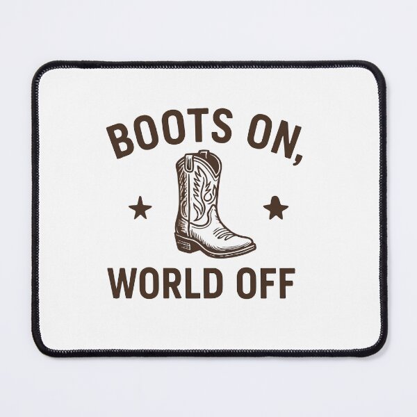 Item preview, Boots On, World Off – Minimal Western Typography with Cowboy Boots Line Art designed and sold by DaEeX.