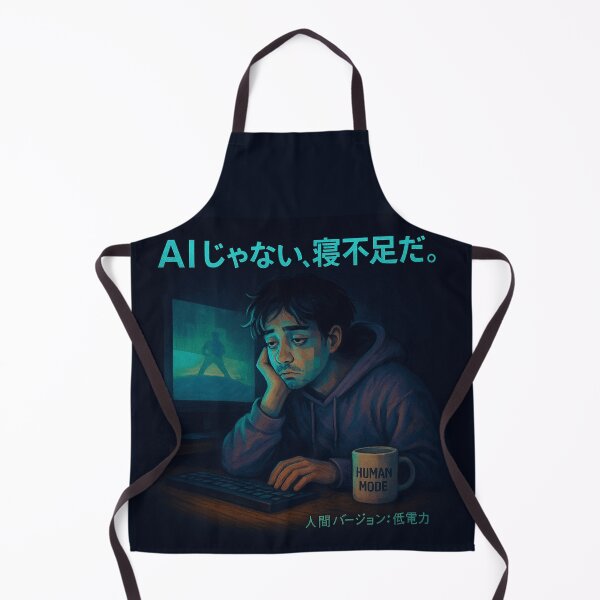 Item preview, Not AI, Just Sleep-Deprived — Human Mode Japanese designed and sold by POD DYNASTY | Original Print On Demand T-Shirt Graphics.