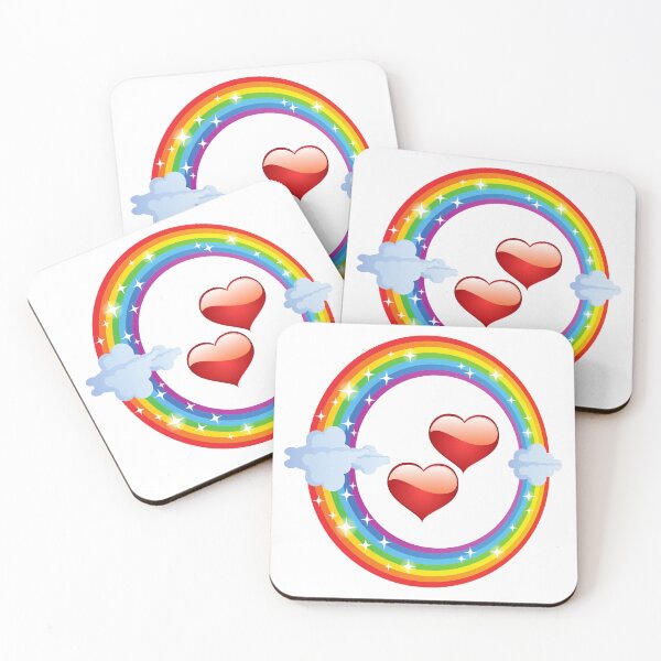 Item preview,  Rainbow Encircling Red Hearts with Clouds designed and sold by Love3Happy.