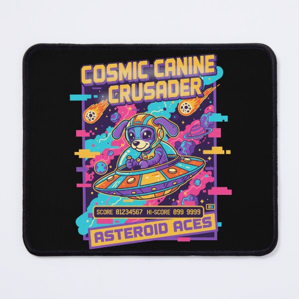 Item preview, Cosmic Canine Crusader - Asteroid Aces Retro Dog Space Game designed and sold by AwesomeBeyondLimits.