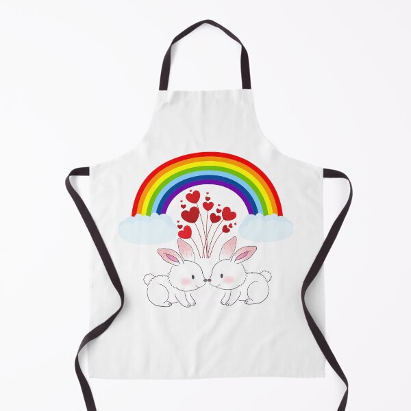 Item preview, Cute Rabbit Couple with Heart Balloons and Rainbow designed and sold by Love3Happy.