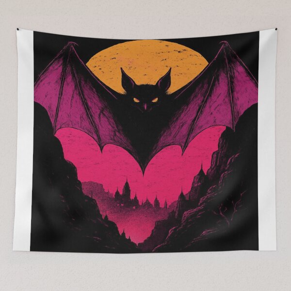 Item preview, A colorful bat pattern at night is enchanting designed and sold by saly55887.