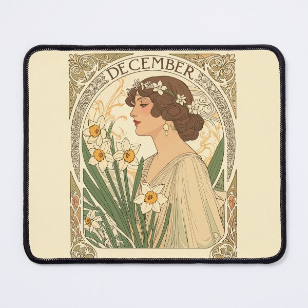 Item preview, December Birthday Narcissus Illustration Art Nouveau designed and sold by taiche.