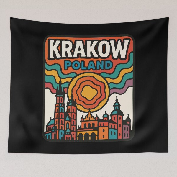 Item preview, Krakow Poland Colorful Retro Trippy Travel designed and sold by TomFrontierArt.