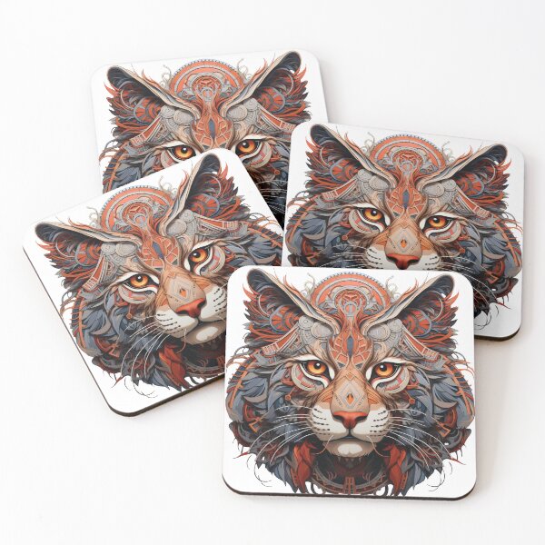 Item preview, Geometric Cyber Cat with Tribal Mech Elements designed and sold by Daagath.