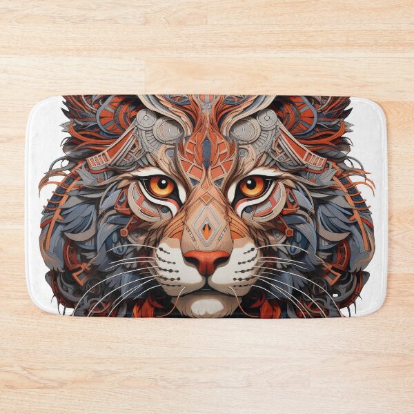 Item preview, Geometric Cyber Cat with Tribal Mech Elements designed and sold by Daagath.