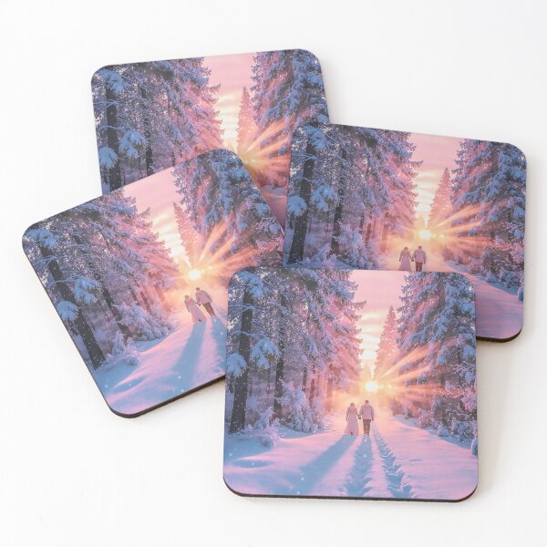 Item preview, Romantic Winter Walk at Sunrise Snowy Forest Path designed and sold by acceleratorhams.