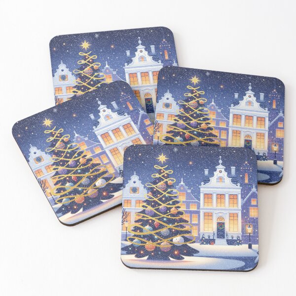 Item preview, Magical Amsterdam in the Snow – Dutch Christmas City Scene with Canals and Tree Lights designed and sold by Sugar Wisdom .