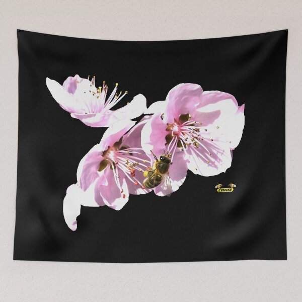 Item preview, Honeybee on apricot blossoms - Japanese / Swiss Artwork Photography designed and sold by Raphael Wolf.