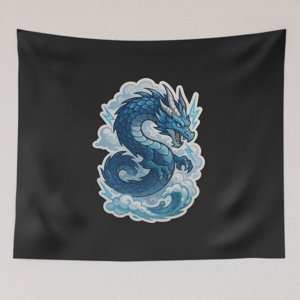 Item preview, Storm Sea Dragon – Azure Guardian of Ocean and Thunder designed and sold by Sksticker991.