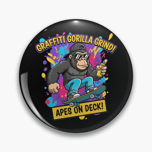 Item preview, Graffiti Gorilla Grind! Apes on Deck Skateboarding Art designed and sold by AwesomeBeyondLimits.