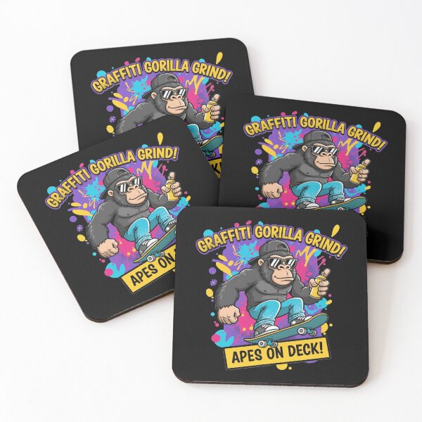 Item preview, Graffiti Gorilla Grind! Apes on Deck Skateboarding Art designed and sold by AwesomeBeyondLimits.