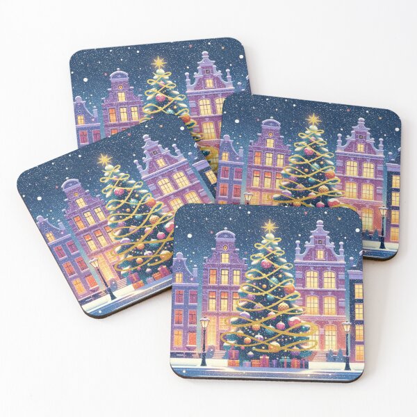 Item preview, Magical Amsterdam in the Snow – Dutch Christmas City Scene with Canals and Tree Lights designed and sold by Sugar Wisdom .