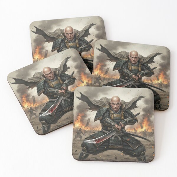 Item preview, Saito Dosan — Blade in the Burning Storm | Japanese Warlord Art / 斉藤道山 ― 焔を裂く者 designed and sold by Mori-no-Akari.
