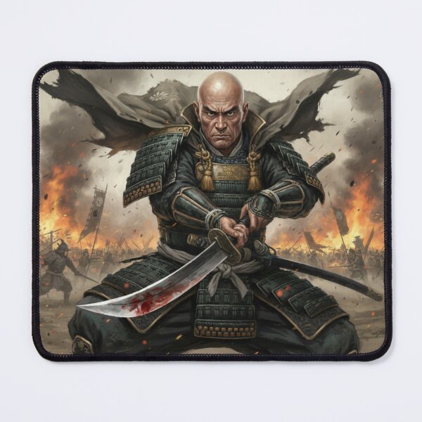 Item preview, Saito Dosan — Blade in the Burning Storm | Japanese Warlord Art / 斉藤道山 ― 焔を裂く者 designed and sold by Mori-no-Akari.