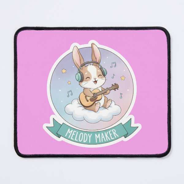 Item preview, Cute Melody Maker Bunny Playing Guitar Sticker designed and sold by Ekracreatives.
