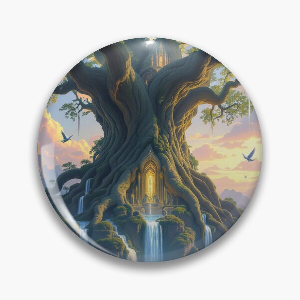 Item preview, Copy of A majestic elven city built within colossal, ancient trees – glowing waterfalls & twilight magic designed and sold by FotoworldEdel.