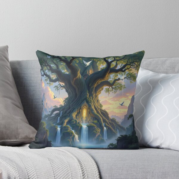 Item preview, Copy of A majestic elven city built within colossal, ancient trees – glowing waterfalls & twilight magic designed and sold by FotoworldEdel.