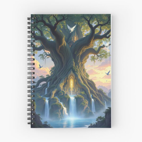 Item preview, Copy of A majestic elven city built within colossal, ancient trees – glowing waterfalls & twilight magic designed and sold by FotoworldEdel.