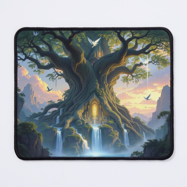 Item preview, Copy of A majestic elven city built within colossal, ancient trees – glowing waterfalls & twilight magic designed and sold by FotoworldEdel.