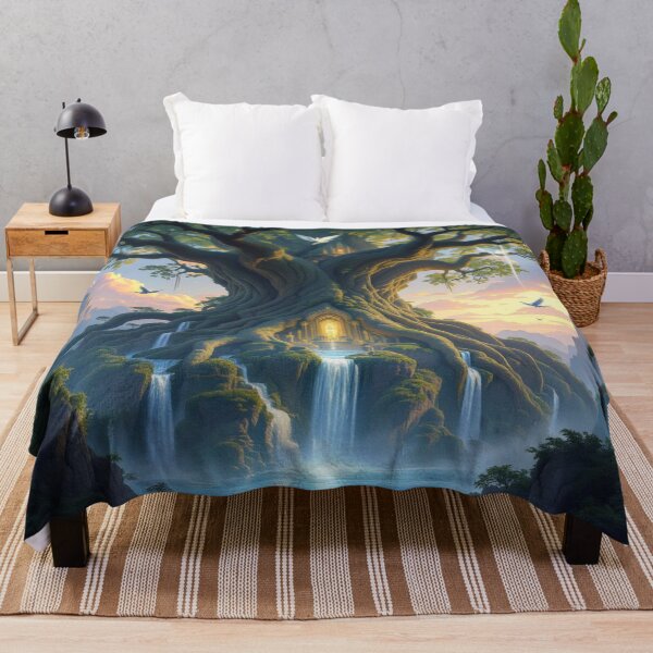 Item preview, Copy of A majestic elven city built within colossal, ancient trees – glowing waterfalls & twilight magic designed and sold by FotoworldEdel.