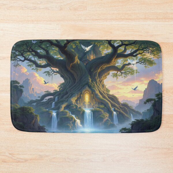 Item preview, Copy of A majestic elven city built within colossal, ancient trees – glowing waterfalls & twilight magic designed and sold by FotoworldEdel.