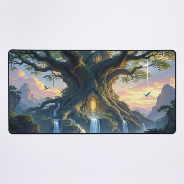 Item preview, Copy of A majestic elven city built within colossal, ancient trees – glowing waterfalls & twilight magic designed and sold by FotoworldEdel.