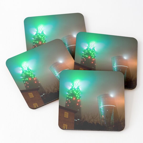 Item preview, Futuristic Urban Glow: Skyscrapers at Misty Night designed and sold by Clavivs.