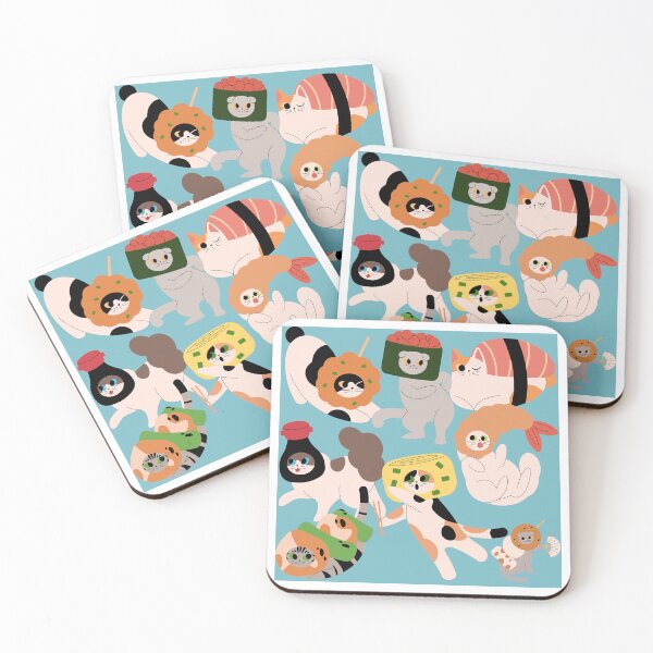 Item preview, cute sushi cats pattern designed and sold by ichirochen.