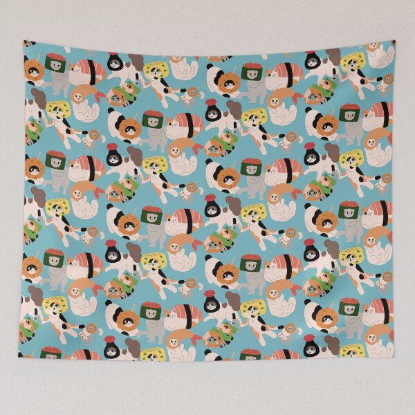 Item preview, cute sushi cats pattern designed and sold by ichirochen.