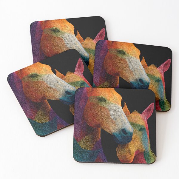 Item preview, Vibrant Abstract Horses with Intricate Lines on Dark Background designed and sold by daila70.