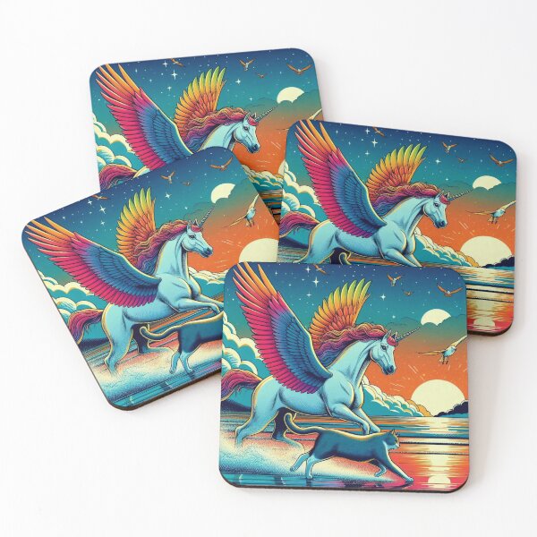 Item preview, Pegasus and cat running at beach designed and sold by Dogandesighn.