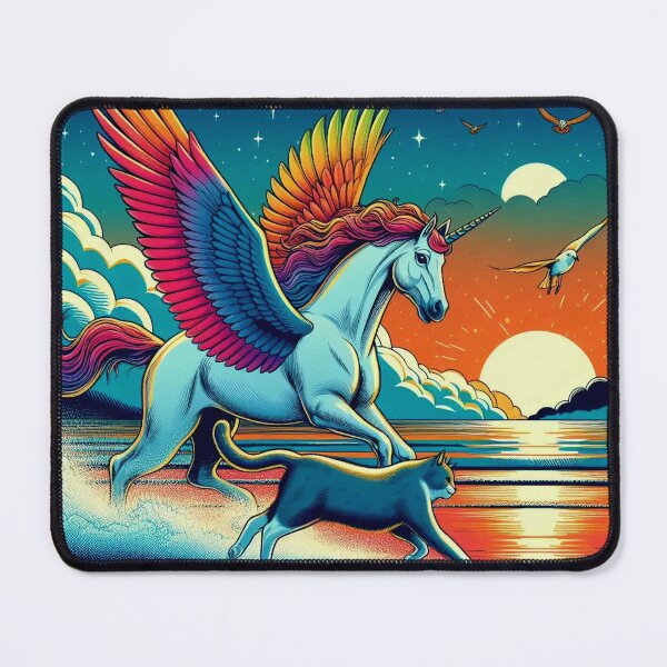 Item preview, Pegasus and cat running at beach designed and sold by Dogandesighn.