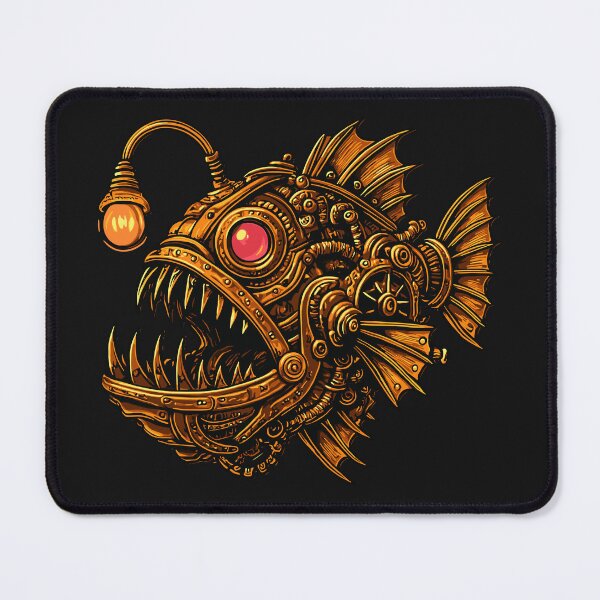 Item preview, Steampunk Anglerfish – Mechanical Deep Sea Monster Art designed and sold by SeoulInkSoul.