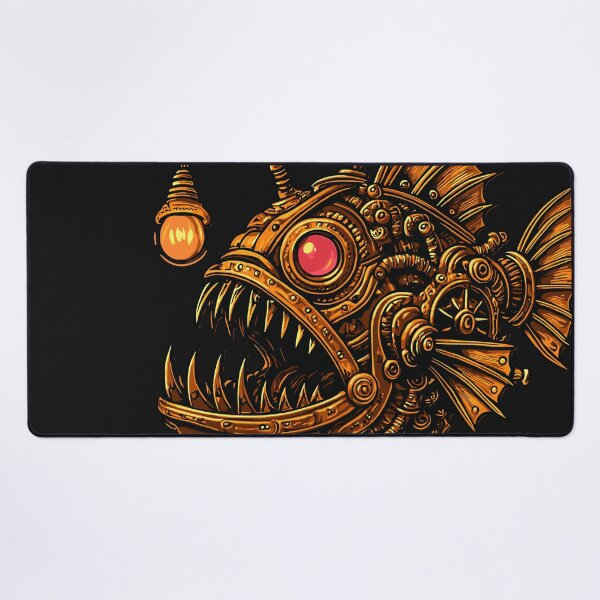Item preview, Steampunk Anglerfish – Mechanical Deep Sea Monster Art designed and sold by SeoulInkSoul.