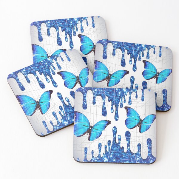 Item preview, Blue Butterfly Glitter Drip Art | Aesthetic Geometric Design | Turquoise Sparkle designed and sold by Elhelaly.