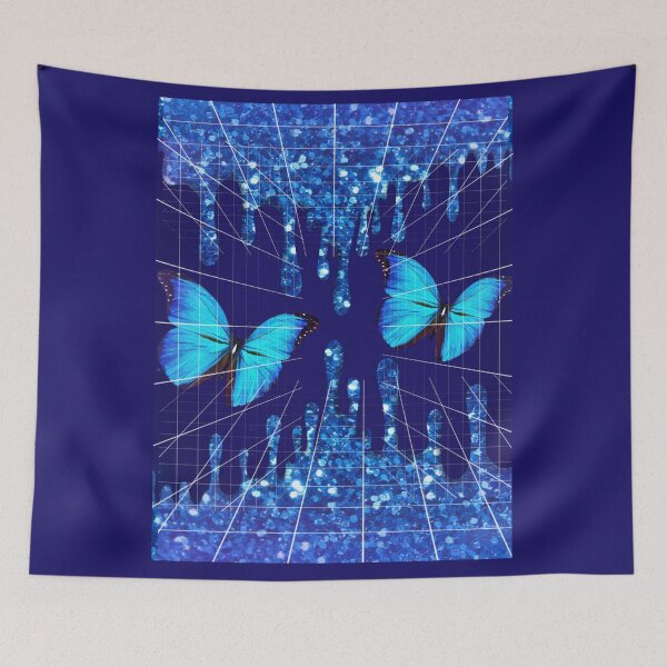 Item preview, Blue Butterfly Glitter Drip Art | Aesthetic Geometric Design | Turquoise Sparkle designed and sold by Elhelaly.