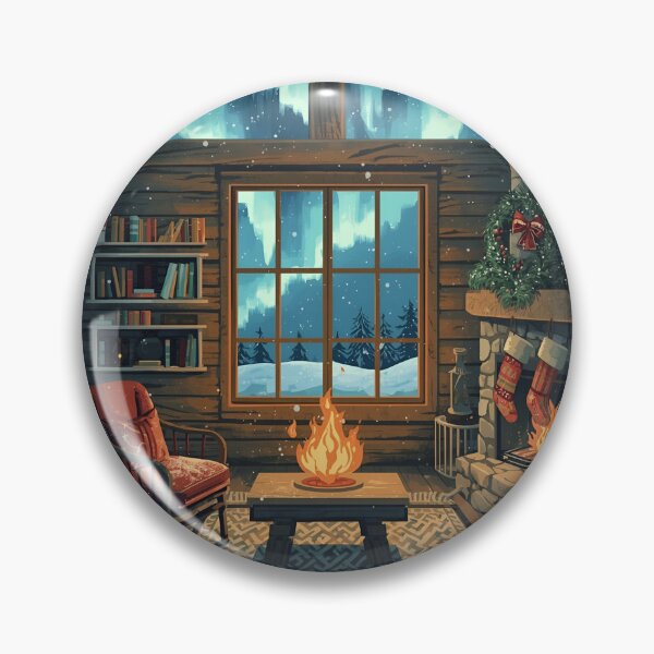 Item preview, Snowy Forest Cabin Nightscape designed and sold by ChicTrendz.