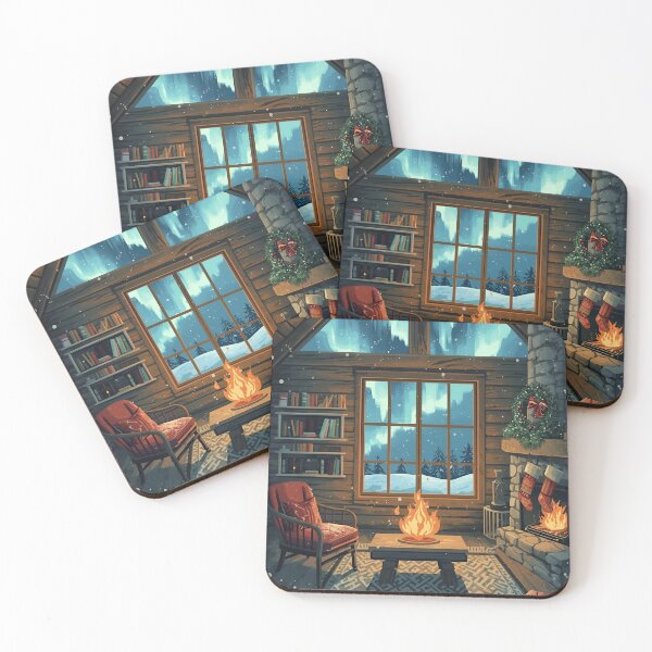 Item preview, Snowy Forest Cabin Nightscape designed and sold by ChicTrendz.