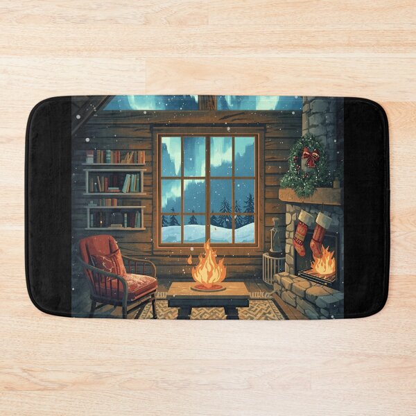 Item preview, Snowy Forest Cabin Nightscape designed and sold by ChicTrendz.