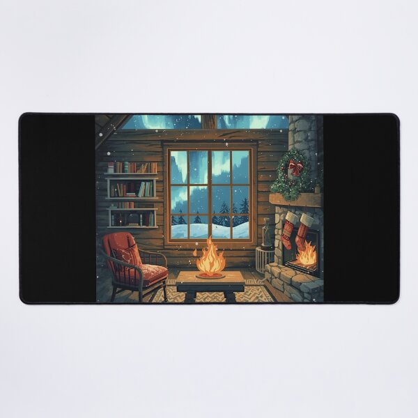 Item preview, Snowy Forest Cabin Nightscape designed and sold by ChicTrendz.