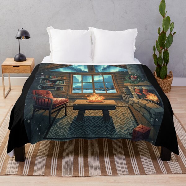 Item preview, Snowy Forest Cabin Nightscape designed and sold by ChicTrendz.