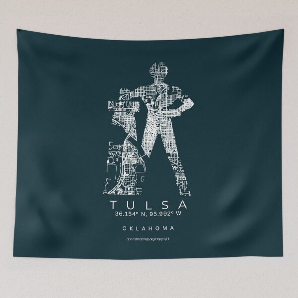 Item preview, Tulsa Golden Driller Oklahoma City Minimalist Map designed and sold by NosandEdgy.